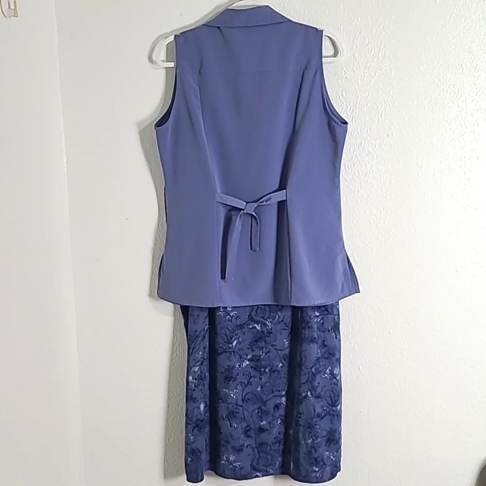 Kathie Lee Collection Blue Sleeveless Top & Blue Print Maxi-Skirt-Large Skirt 14